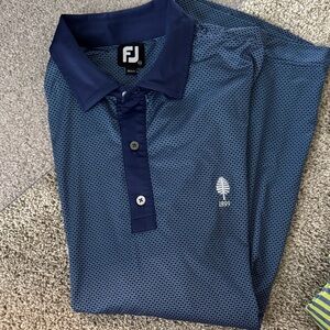 FootJoy Blue Textured Golf Polo with Contrast Placket
